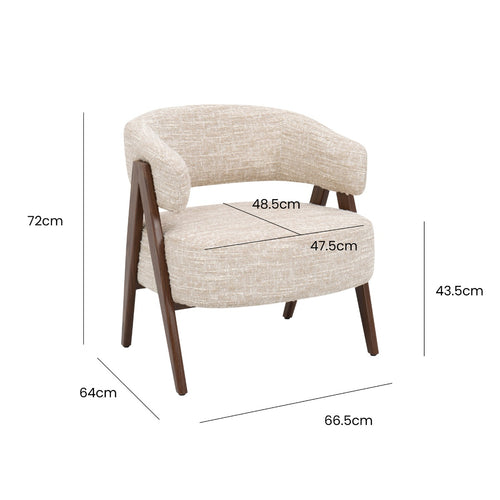 DÉJA Living Fauteuil Fly - Beige/Walnoot - 67x64x72cm