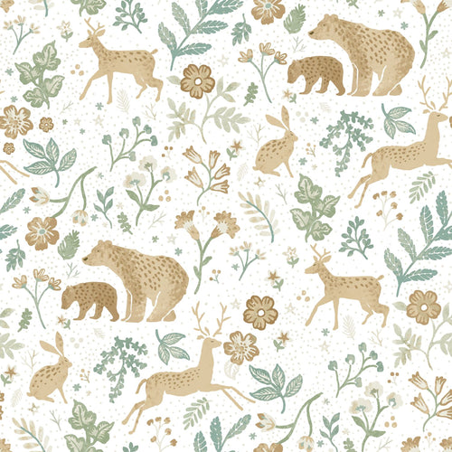 ESTAhome behang bos met bosdieren groen en beige - 53 cm x 10.05 m - 139586