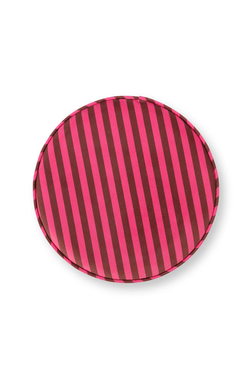 Pip Studio Poef Block Stripe Roze Fluweel 40 x 40 x 45 cm