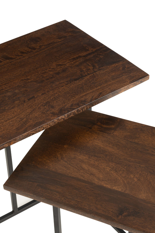 J-Line tafel Rechthoek - ijzer/hout - bruin/zwart - 2 stuks - vtwonen shop