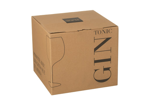 J-Line glas Gin Hoog - transparant/zwart - giftbox - 4 stuks - vtwonen shop