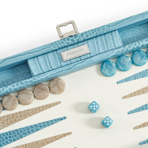 Premium Interiors - Backgammon - Gemiddeld BACKGAMMON - leer rivierablauw 38cm