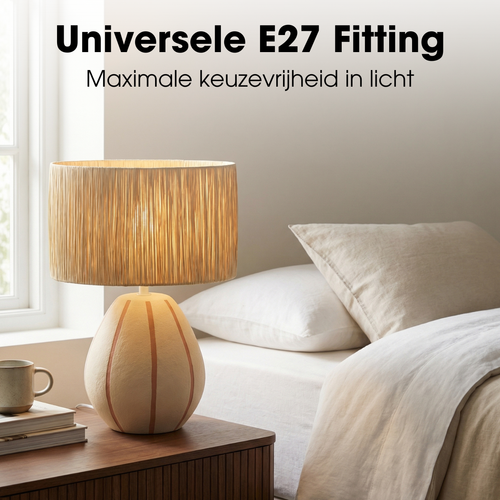 Mica Decorations Denton Tafellamp Woonkamer - Lamp Decoratief met Lampenkap - Bureaulamp Tafellampen Woonkamer - 33 x 22,5 x 47 cm - Keramiek, Metaal,