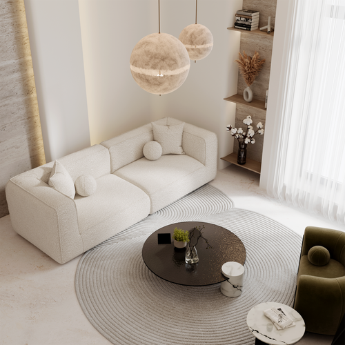 Premium Interiors - Sofa SOFIA - krul crème 250cm