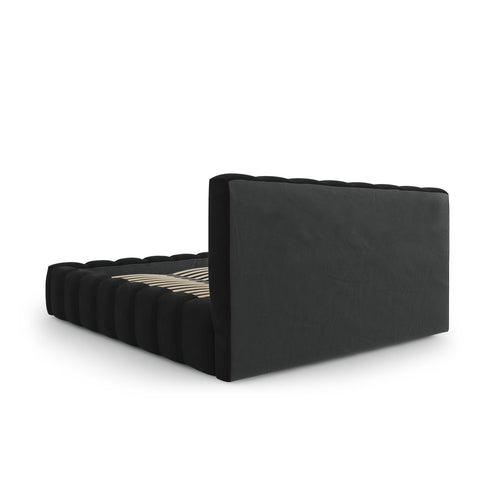 Cosmopolitan Design - Opbergbed met hoofdeinde Palma 200x200cm flueel zwart - 230x225x94cm