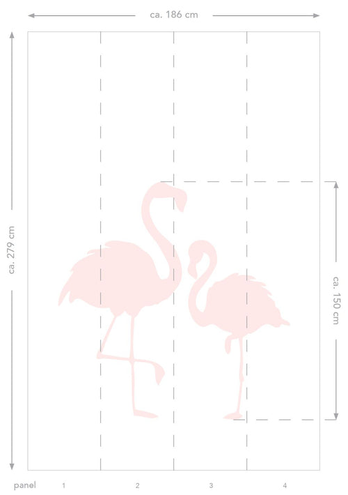 ESTAhome fotobehang flamingo's moeder en kind licht roze en wit - 186 x 279 cm - 158838