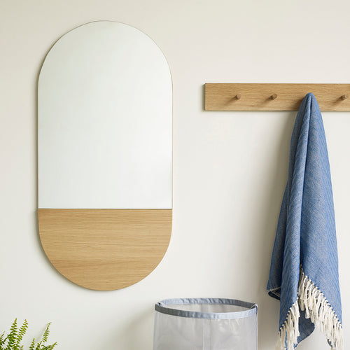 Hübsch wandspiegel Crescent - mdf/spiegelglas/eikenfineer - 50xh100cm