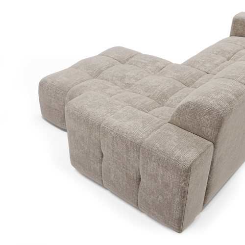 Sia Home - Rechthoekige hoekbank MAEL - gewaafd fluweel beige 230cm