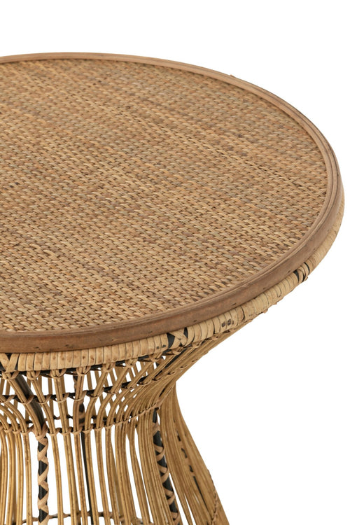 J-Line bijzettafel Rond Groeven - rotan - naturel