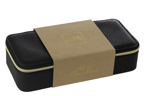 J-Line juwelendoos Rechthoek + spiegel - karton/kunstleder - zwart - vtwonen shop