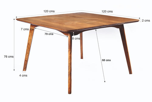 Livingfurn - Eetkamertafel Elias - 120cm - Klassieke eettafel - Mangohout - Bruin