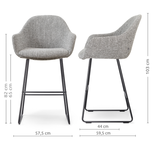Nolon Nino-Mae barkruk grijs blend - zwart onderstel - 65 cm