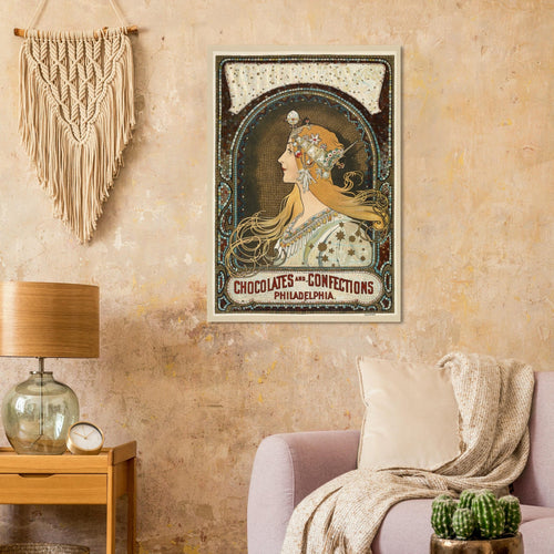 Artfulprints  Alphonse Mucha - Chocolates and confections Philadelphia   poster 50x70 cm - vtwonen shop