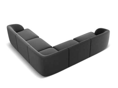 Micadoni Symmetrische hoekbank Miley 5-zits, flueel, grijs - 255x255x70cm