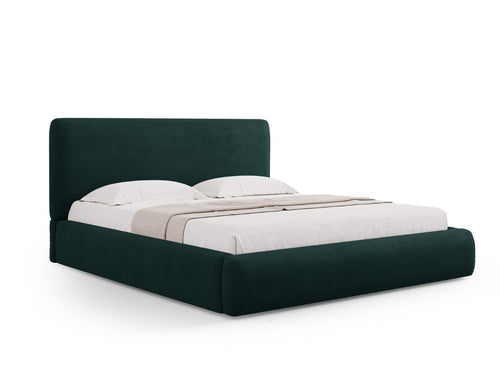 Cosmopolitan Design Opbergbed met hoofdeinde Colonel 160x200cm, chenille, flessengroen - 220x180x100cm