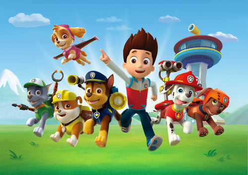 Sanders & Sanders fotobehang PAW patrol blauw, groen en rood - 252 x 182 cm - 600350