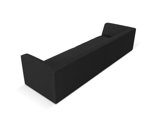 Micadoni Bank Ruby 4-zits, structurele stof, zwart - 93x302x69cm