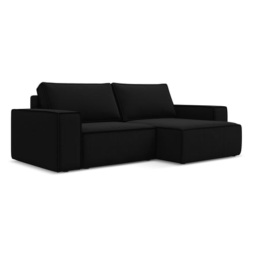 LaMiaSofa hoekbank rechts Livorno - velours - zwart - 257x148x82