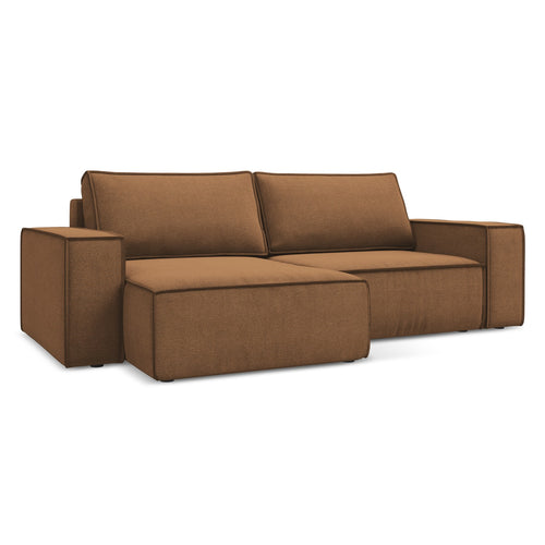 LaMiaSofa hoekbank links Livorno - textuurstof - terracotta - 257x148x82