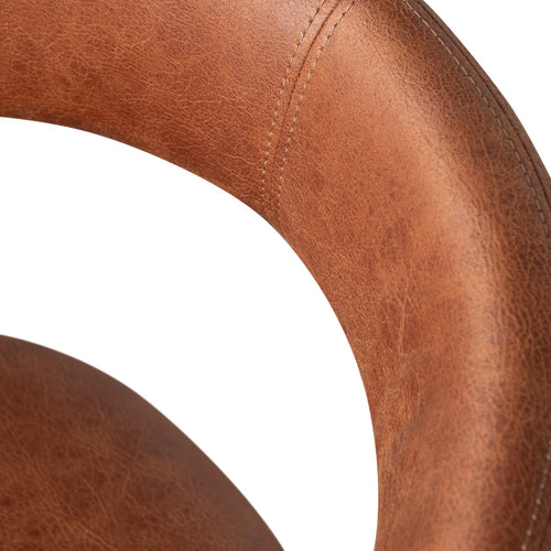 WOOOD eetkamerstoelen Noble - Leerlook - Cognac - Set van 6