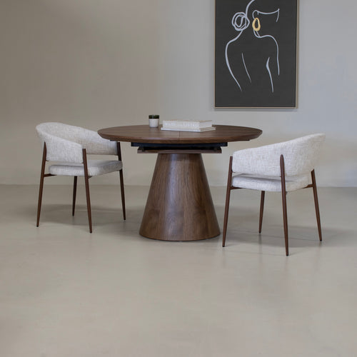 Giga Meubel Eettafel Sivan - Walnoot - Uitschuifbaar - Ø120/160cm