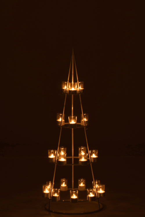 J-Line theelichthouder Boom 21 - metaal/glas - wit - vtwonen shop