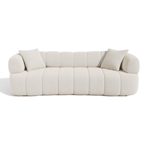 Sia Home - Rechte bank CALVI - Bouclette stof - Crème - 227.0 CENTIMETERScm
