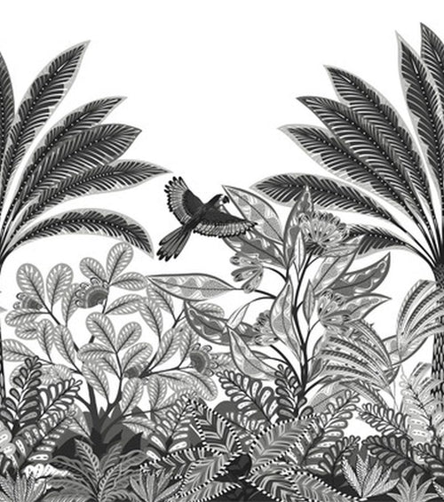Erismann fotobehang jungle-motief zwart en wit - 250 x 280 cm - 661065