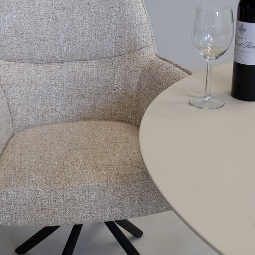 DÉJA Living Eetkamerstoel Zayn - Beige/Zwart - Draaibaar - Set van 2