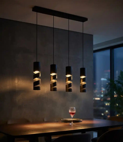 Trio Leuchten hanglamp Stream - 4 lichts - 80  x 150   cm - zwart