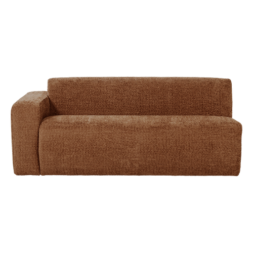 WOOOD 2-zits bank arm links Mojo Base - Wollig - Roestbruin - 74x185x97