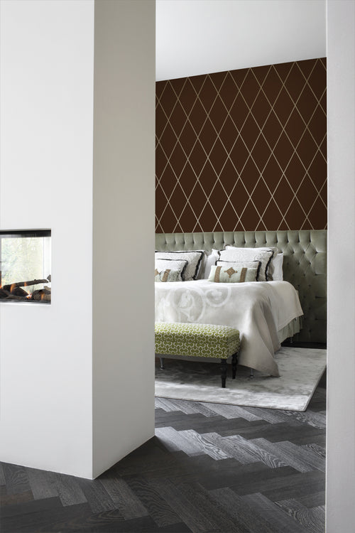 Origin Wallcoverings behang ruiten mat bruin en glanzend brons - 53 cm x 10,05 m - 345717 - vtwonen shop