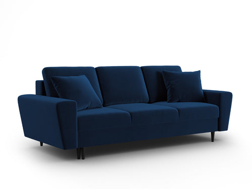 Cosmopolitan Design Slaapbank met opbergdoos Kyoto 3-zits, flueel koningsblauw - 100x235x88cm