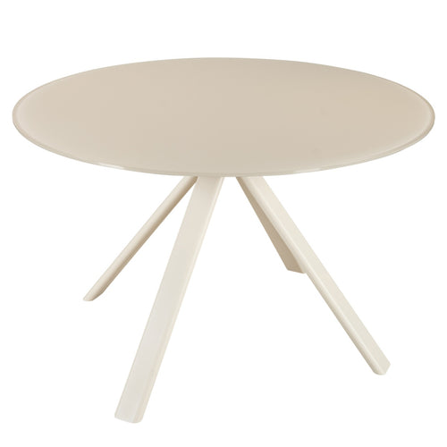 Giga Meubel Eettafel Lita Wit – Rond – Glas en Metaal – Ø120 cm