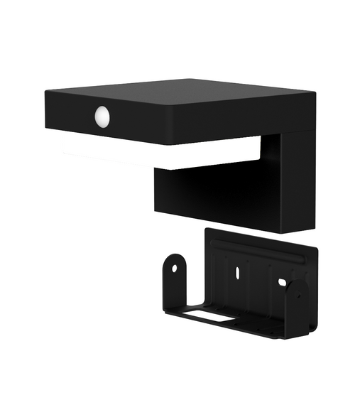 Lighto - Wandlamp zwart solar voor buiten – Oplaadbaar – Werkt op zonne-energie