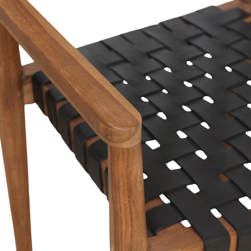 Raw materials eetkamerstoel Freya - zwart - teakhout & leer - 54x45x80 cm - vtwonen shop