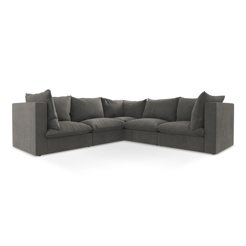 LaMiaSofa Modulaire hoekbank Ravenna - textuurstof - donkergrijs - 255x255x77