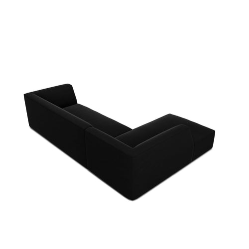 Cosmopolitan Design - Modulaire hoekbank links Siena 4-zits, flueel zwart - 180x273x69cm