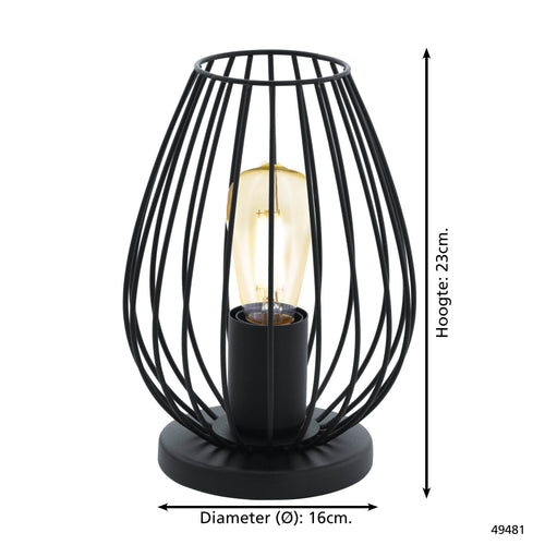 EGLO tafellamp Newtown - e27 - 23 cm - zwart
