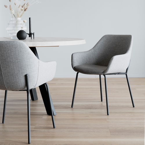 Rowico Home Haley Eetkamerstoel Lichtgrijs - Met Armleuning - Stof - vtwonen shop