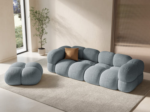 Cosmopolitan Design Poef Loretto structurele stof pastelblauw - 90x90x40cm