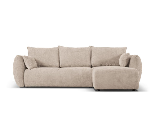 Cosmopolitan Design Converteerbare hoekbank rechts met opbergdoos Matera 4-zits, chenille, beige - 173x253x86cm