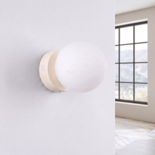 Sollux Lighting Wandlamp YOLI 1 beige met schakelaar - 12x14x12cm