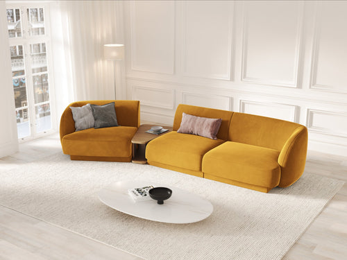 Micadoni - Linker modulaire bank "Miley" 3 zitplaatsen, flueel, geel - 126x303x70cm