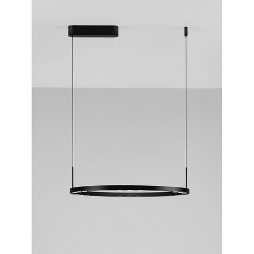 Nova Luce LUNETTE Geïntegreerde LED-hanglamp voor plafond, zandkleurig zwart, Triac dimbaar, 34W, 1453lm, 3000K