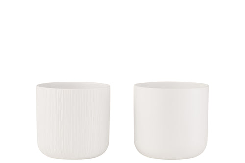 J-Line bloempot Gen - keramiek - wit - large - 2 stuks - Ø 18.5 cm - vtwonen shop