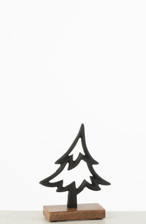 J-Line decoratie Denneboom Op Voet  - aluminium/hout - zwart - small - vtwonen shop