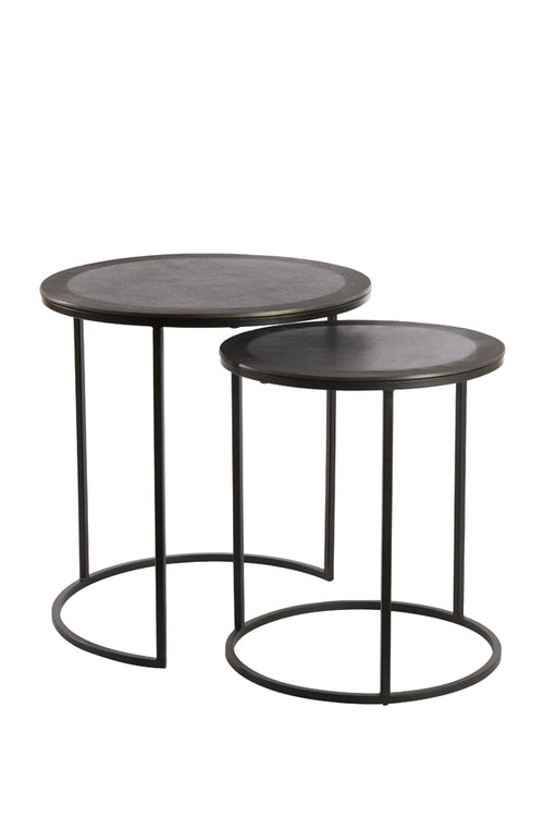 Light & Living bijzettafel TALCA - Ø49x50.5cm - zwart - Set van 2