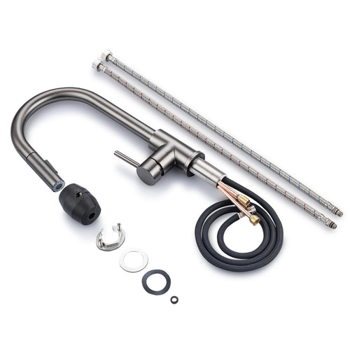 LOMAZOO keukenkraan Mason - met uittrekbare uitloop & handdouche - mengkraan - gun metal