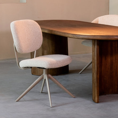 LABEL51 Eetkamerstoel Geneva - Naturel/Taupe - Draaibaar - Set van 2 - vtwonen shop